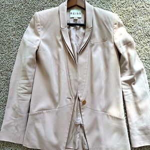 Reiss single button lapel slim fit blazer in dust pink